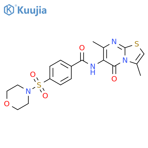 N-{3,7-dimethyl-5-oxo-5H-1,3thiazolo3,2-apyrimidin-6-yl}-4-(morpholine-4-sulfonyl)benzamide structure