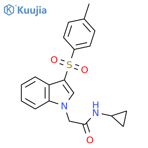 N-cyclopropyl-2-3-(4-methylbenzenesulfonyl)-1H-indol-1-ylacetamide structure