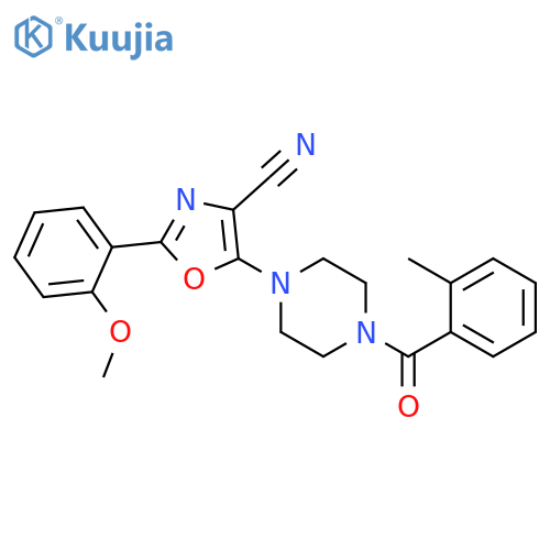2-(2-methoxyphenyl)-5-4-(2-methylbenzoyl)piperazin-1-yl-1,3-oxazole-4-carbonitrile structure