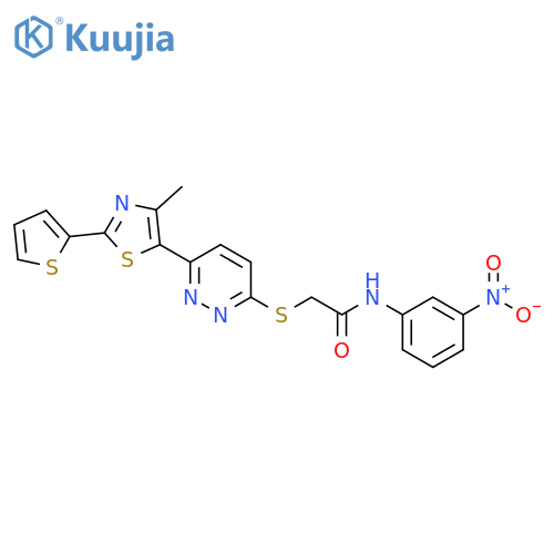 2-({6-4-methyl-2-(thiophen-2-yl)-1,3-thiazol-5-ylpyridazin-3-yl}sulfanyl)-N-(3-nitrophenyl)acetamide structure