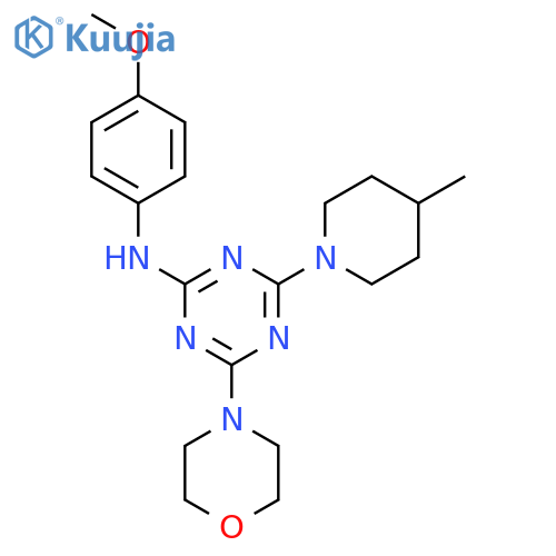 N-(4-methoxyphenyl)-4-(4-methylpiperidin-1-yl)-6-(morpholin-4-yl)-1,3,5-triazin-2-amine structure
