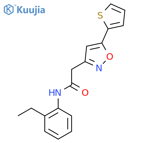 N-(2-ethylphenyl)-2-5-(thiophen-2-yl)-1,2-oxazol-3-ylacetamide structure