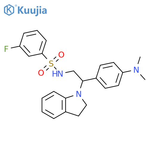 N-2-(2,3-dihydro-1H-indol-1-yl)-2-4-(dimethylamino)phenylethyl-3-fluorobenzene-1-sulfonamide structure