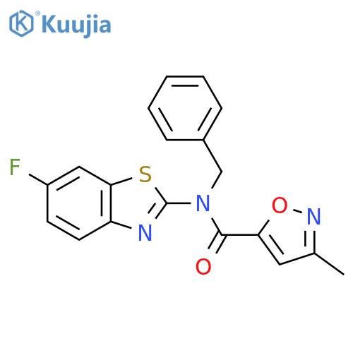 N-benzyl-N-(6-fluoro-1,3-benzothiazol-2-yl)-3-methyl-1,2-oxazole-5-carboxamide structure