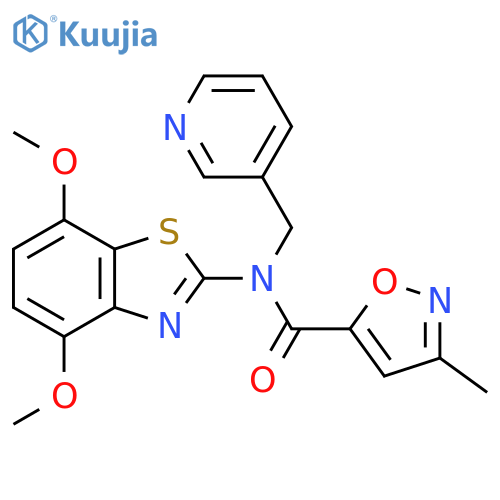 N-(4,7-dimethoxy-1,3-benzothiazol-2-yl)-3-methyl-N-(pyridin-3-yl)methyl-1,2-oxazole-5-carboxamide structure