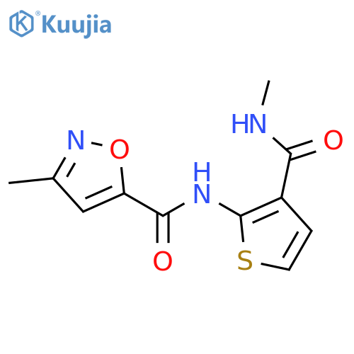 3-methyl-N-3-(methylcarbamoyl)thiophen-2-yl-1,2-oxazole-5-carboxamide structure