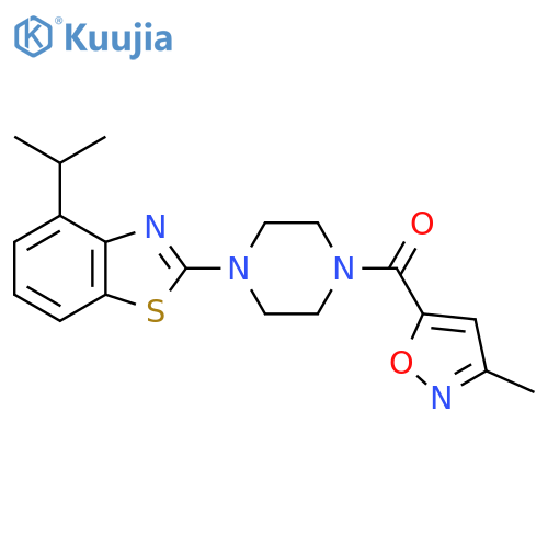 2-4-(3-methyl-1,2-oxazole-5-carbonyl)piperazin-1-yl-4-(propan-2-yl)-1,3-benzothiazole structure