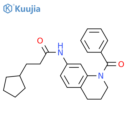 N-(1-benzoyl-1,2,3,4-tetrahydroquinolin-7-yl)-3-cyclopentylpropanamide structure