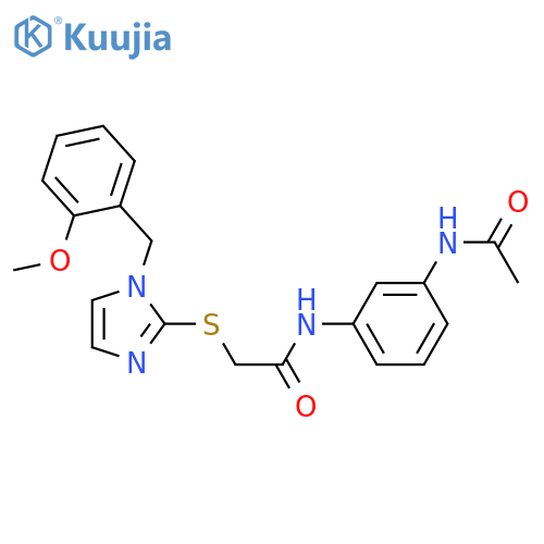 N-(3-acetamidophenyl)-2-({1-(2-methoxyphenyl)methyl-1H-imidazol-2-yl}sulfanyl)acetamide structure