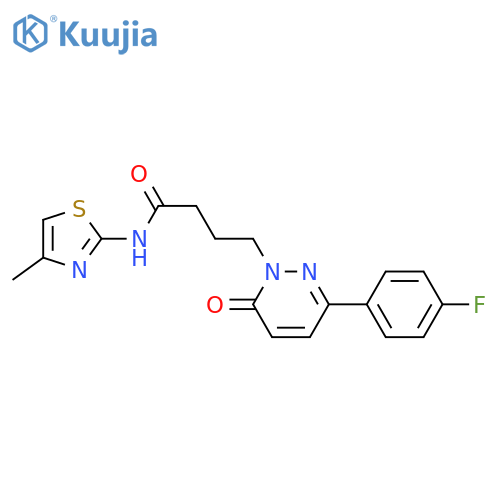 4-3-(4-fluorophenyl)-6-oxo-1,6-dihydropyridazin-1-yl-N-(4-methyl-1,3-thiazol-2-yl)butanamide structure