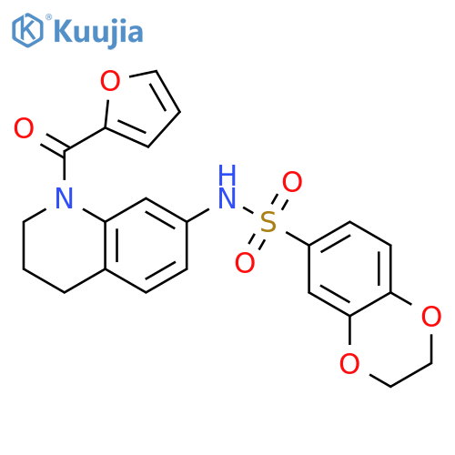 N-1-(furan-2-carbonyl)-1,2,3,4-tetrahydroquinolin-7-yl-2,3-dihydro-1,4-benzodioxine-6-sulfonamide structure