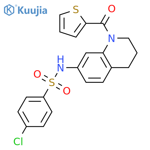 4-chloro-N-1-(thiophene-2-carbonyl)-1,2,3,4-tetrahydroquinolin-7-ylbenzene-1-sulfonamide structure
