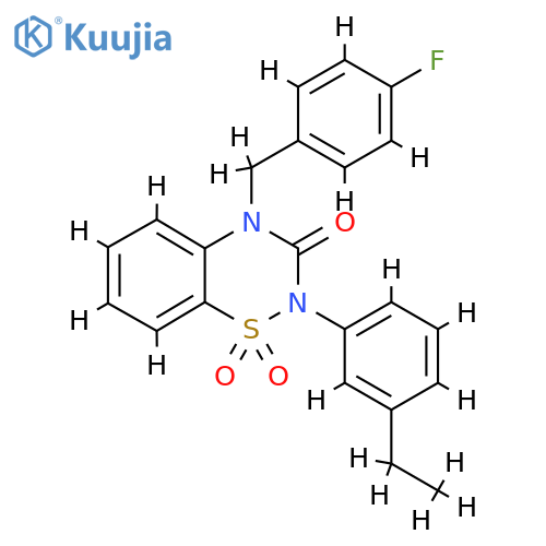 2-(3-ethylphenyl)-4-(4-fluorophenyl)methyl-3,4-dihydro-2H-1lambda6,2,4-benzothiadiazine-1,1,3-trione structure