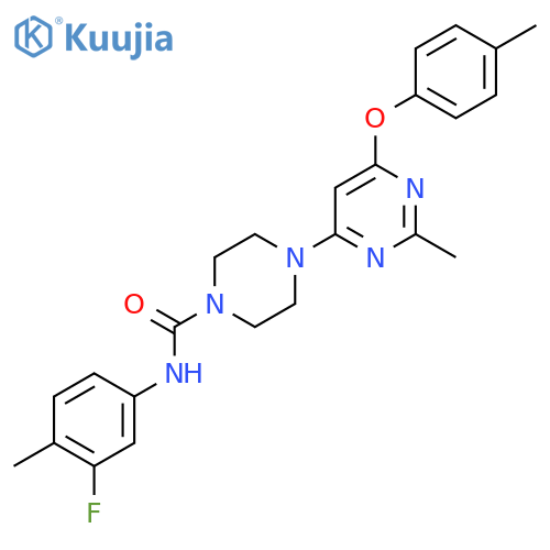 N-(3-fluoro-4-methylphenyl)-4-2-methyl-6-(4-methylphenoxy)pyrimidin-4-ylpiperazine-1-carboxamide structure