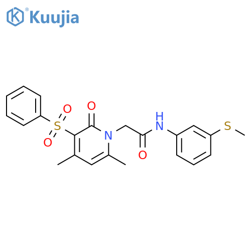2-3-(benzenesulfonyl)-4,6-dimethyl-2-oxo-1,2-dihydropyridin-1-yl-N-3-(methylsulfanyl)phenylacetamide structure