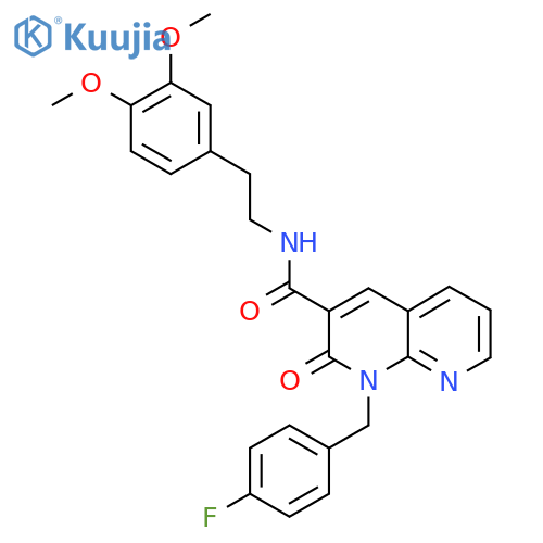 N-2-(3,4-dimethoxyphenyl)ethyl-1-(4-fluorophenyl)methyl-2-oxo-1,2-dihydro-1,8-naphthyridine-3-carboxamide structure