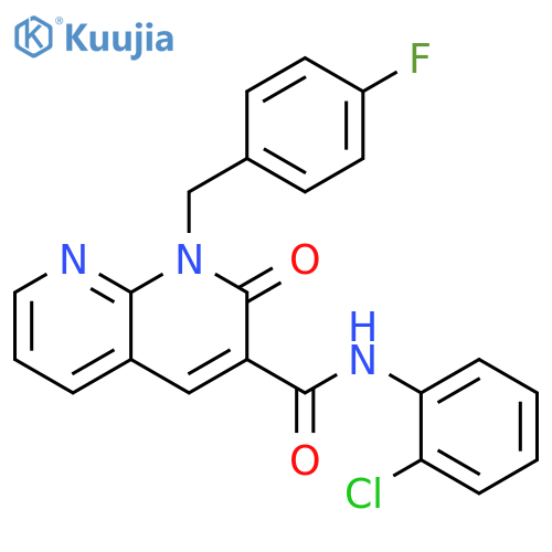N-(2-chlorophenyl)-1-(4-fluorophenyl)methyl-2-oxo-1,2-dihydro-1,8-naphthyridine-3-carboxamide structure