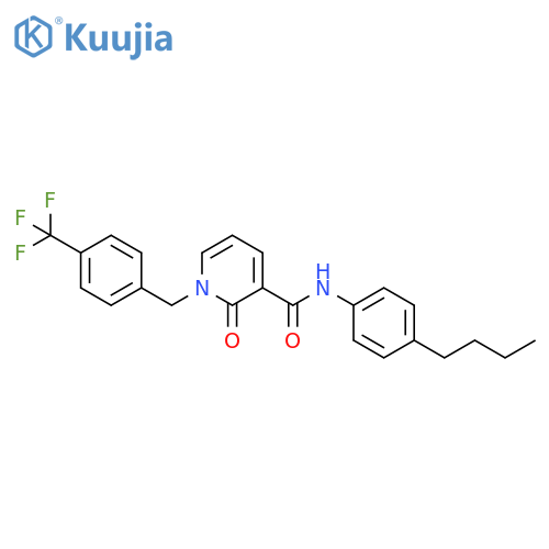 N-(4-butylphenyl)-2-oxo-1-{4-(trifluoromethyl)phenylmethyl}-1,2-dihydropyridine-3-carboxamide structure