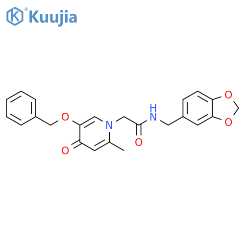 N-(2H-1,3-benzodioxol-5-yl)methyl-2-5-(benzyloxy)-2-methyl-4-oxo-1,4-dihydropyridin-1-ylacetamide structure