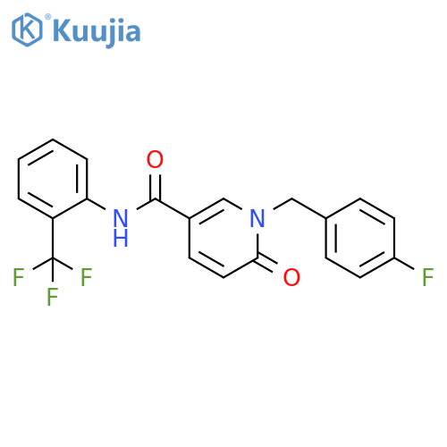 1-(4-fluorophenyl)methyl-6-oxo-N-2-(trifluoromethyl)phenyl-1,6-dihydropyridine-3-carboxamide structure