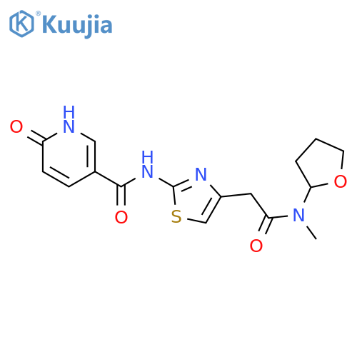 6-oxo-N-4-({(oxolan-2-yl)methylcarbamoyl}methyl)-1,3-thiazol-2-yl-1,6-dihydropyridine-3-carboxamide structure