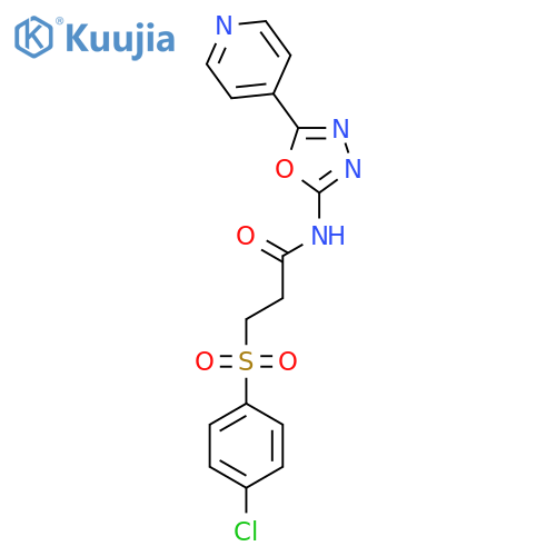 3-(4-chlorobenzenesulfonyl)-N-5-(pyridin-4-yl)-1,3,4-oxadiazol-2-ylpropanamide structure