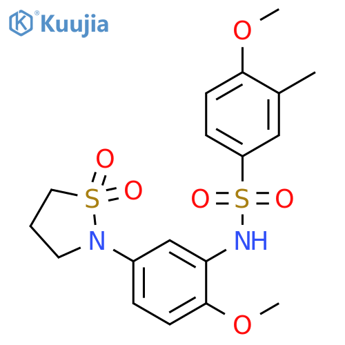 N-5-(1,1-dioxo-1lambda6,2-thiazolidin-2-yl)-2-methoxyphenyl-4-methoxy-3-methylbenzene-1-sulfonamide structure