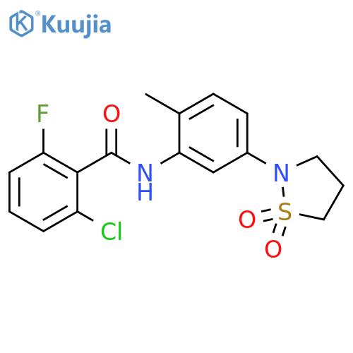 2-chloro-N-5-(1,1-dioxo-1lambda6,2-thiazolidin-2-yl)-2-methylphenyl-6-fluorobenzamide structure