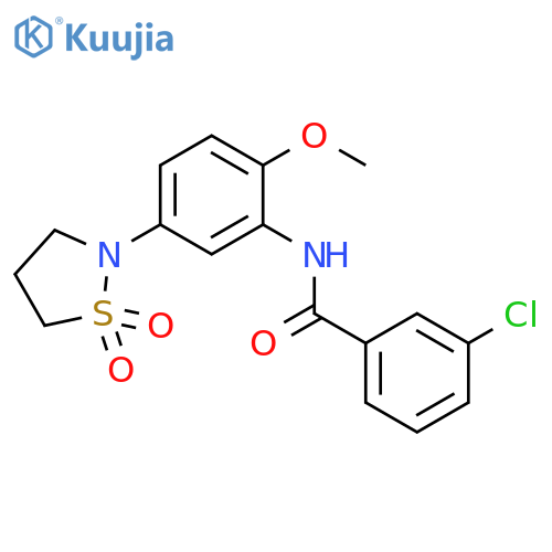 3-chloro-N-5-(1,1-dioxo-1lambda6,2-thiazolidin-2-yl)-2-methoxyphenylbenzamide structure