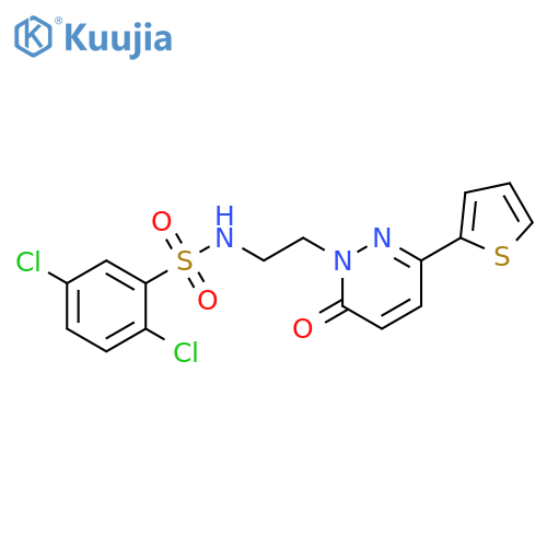 2,5-dichloro-N-{2-6-oxo-3-(thiophen-2-yl)-1,6-dihydropyridazin-1-ylethyl}benzene-1-sulfonamide structure
