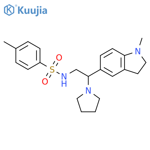 4-methyl-N-2-(1-methyl-2,3-dihydro-1H-indol-5-yl)-2-(pyrrolidin-1-yl)ethylbenzene-1-sulfonamide structure