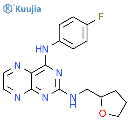 N4-(4-fluorophenyl)-N2-(oxolan-2-yl)methylpteridine-2,4-diamine structure