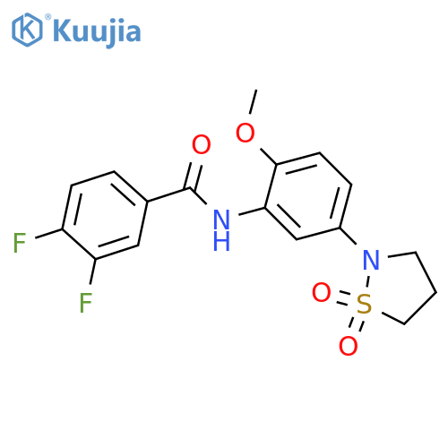 N-5-(1,1-dioxo-1lambda6,2-thiazolidin-2-yl)-2-methoxyphenyl-3,4-difluorobenzamide structure