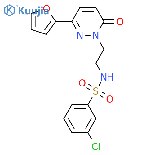 3-chloro-N-{2-3-(furan-2-yl)-6-oxo-1,6-dihydropyridazin-1-ylethyl}benzene-1-sulfonamide structure