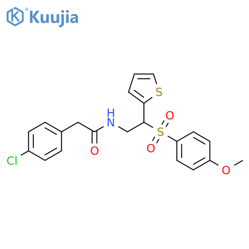 2-(4-chlorophenyl)-N-2-(4-methoxybenzenesulfonyl)-2-(thiophen-2-yl)ethylacetamide structure