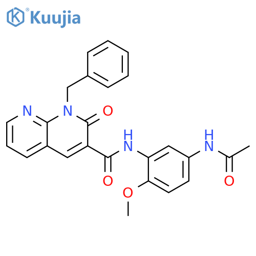 1-benzyl-N-(5-acetamido-2-methoxyphenyl)-2-oxo-1,2-dihydro-1,8-naphthyridine-3-carboxamide structure