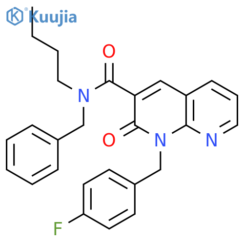 N-benzyl-N-butyl-1-(4-fluorophenyl)methyl-2-oxo-1,2-dihydro-1,8-naphthyridine-3-carboxamide structure