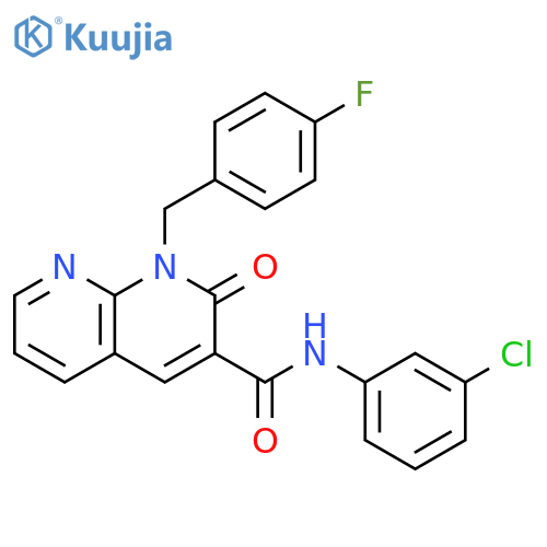 N-(3-chlorophenyl)-1-(4-fluorophenyl)methyl-2-oxo-1,2-dihydro-1,8-naphthyridine-3-carboxamide structure