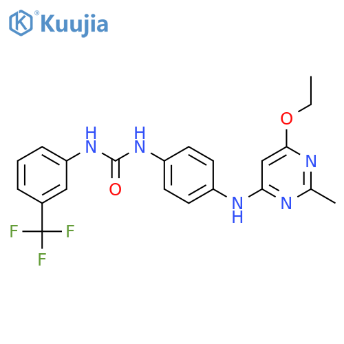 1-{4-(6-ethoxy-2-methylpyrimidin-4-yl)aminophenyl}-3-3-(trifluoromethyl)phenylurea structure
