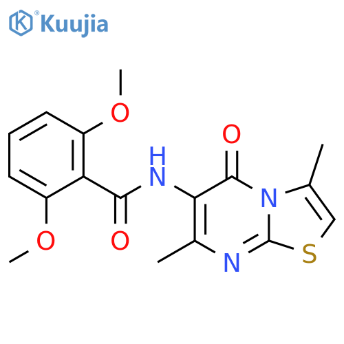 N-{3,7-dimethyl-5-oxo-5H-1,3thiazolo3,2-apyrimidin-6-yl}-2,6-dimethoxybenzamide structure