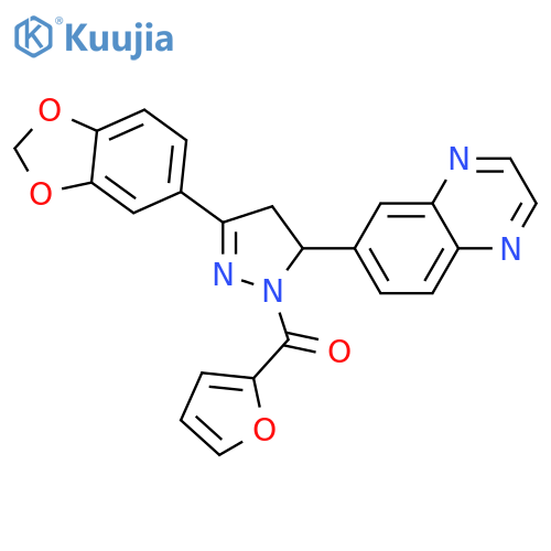 6-3-(2H-1,3-benzodioxol-5-yl)-1-(furan-2-carbonyl)-4,5-dihydro-1H-pyrazol-5-ylquinoxaline structure