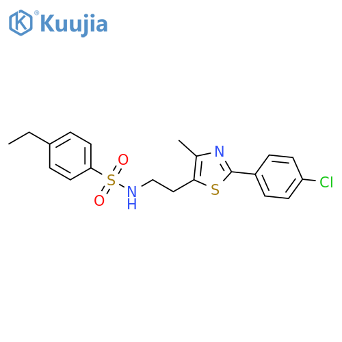 N-{2-2-(4-chlorophenyl)-4-methyl-1,3-thiazol-5-ylethyl}-4-ethylbenzene-1-sulfonamide structure