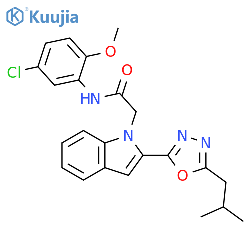 N-(5-chloro-2-methoxyphenyl)-2-{2-5-(2-methylpropyl)-1,3,4-oxadiazol-2-yl-1H-indol-1-yl}acetamide structure
