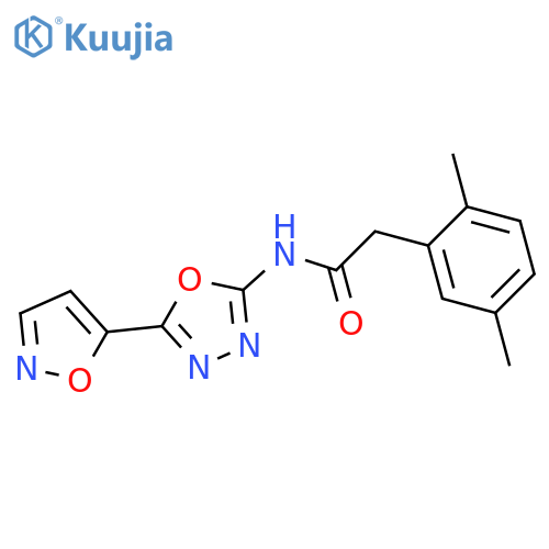 2-(2,5-dimethylphenyl)-N-5-(1,2-oxazol-5-yl)-1,3,4-oxadiazol-2-ylacetamide structure