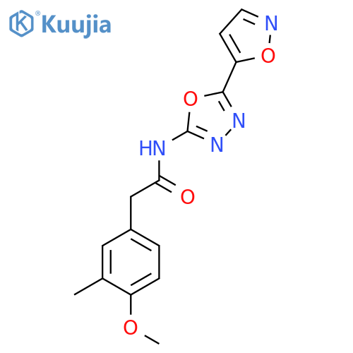 2-(4-methoxy-3-methylphenyl)-N-5-(1,2-oxazol-5-yl)-1,3,4-oxadiazol-2-ylacetamide structure
