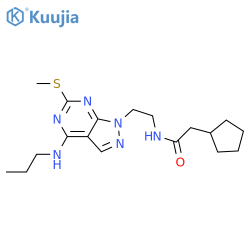 2-cyclopentyl-N-{2-6-(methylsulfanyl)-4-(propylamino)-1H-pyrazolo3,4-dpyrimidin-1-ylethyl}acetamide structure