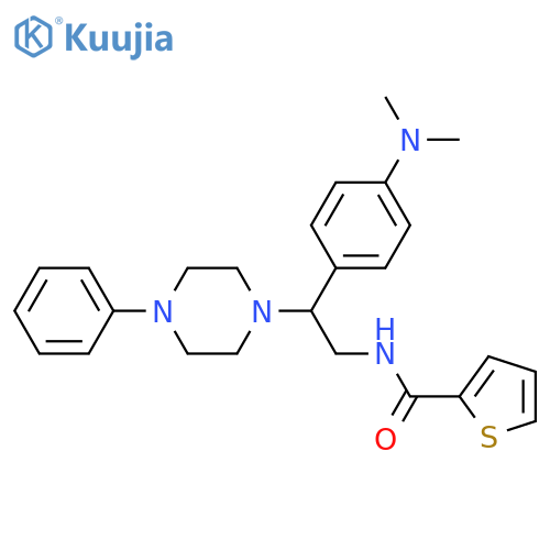 N-{2-4-(dimethylamino)phenyl-2-(4-phenylpiperazin-1-yl)ethyl}thiophene-2-carboxamide structure