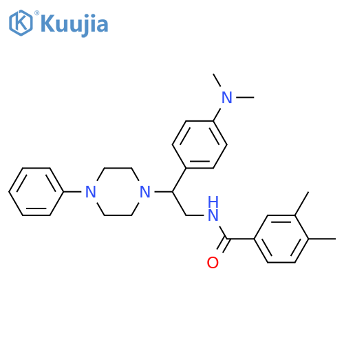 N-{2-4-(dimethylamino)phenyl-2-(4-phenylpiperazin-1-yl)ethyl}-3,4-dimethylbenzamide structure