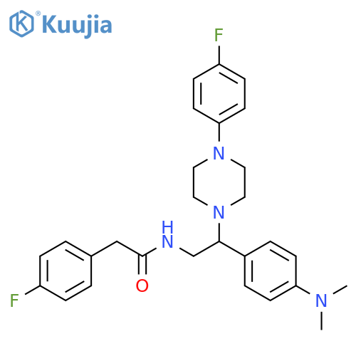 N-{2-4-(dimethylamino)phenyl-2-4-(4-fluorophenyl)piperazin-1-ylethyl}-2-(4-fluorophenyl)acetamide structure