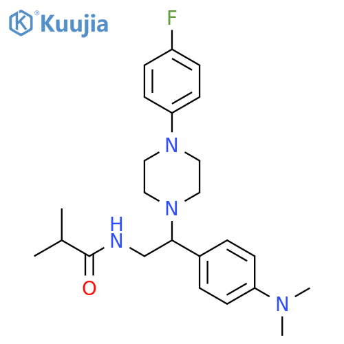 N-{2-4-(dimethylamino)phenyl-2-4-(4-fluorophenyl)piperazin-1-ylethyl}-2-methylpropanamide structure